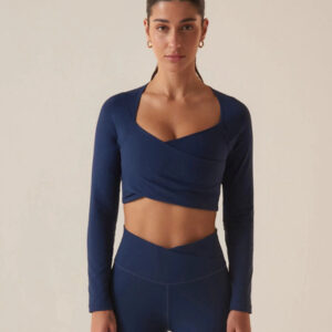 Crop Top Fila Manga Larga Toch Gym - Mujer Verde Claro Lisa L