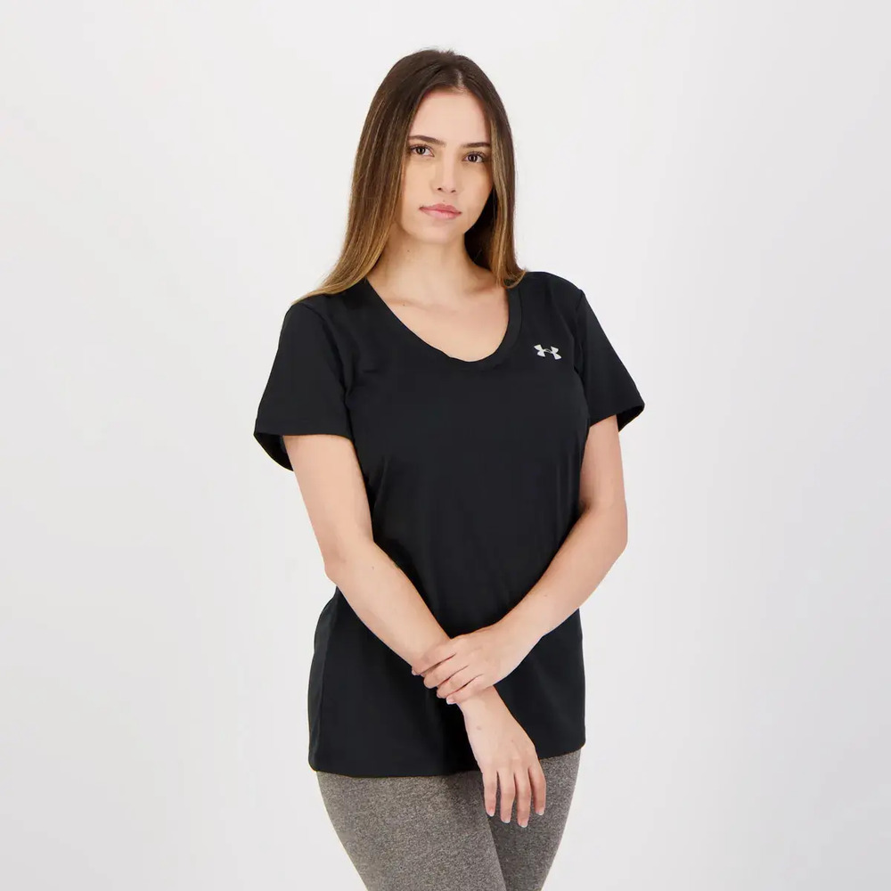 Remera Under Armour Tech Short - Mujer Negro Lisa S - Imagen 3