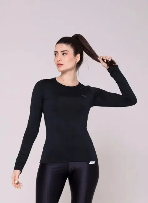 Camiseta Térmica Súper Caliente Afelpada Sol Sports - Mujer Negro M - Imagen 2
