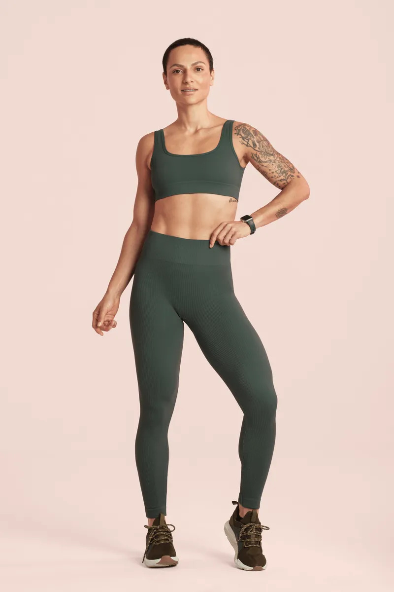 Calza Lupo Basic Acanalada Sin Costuras Fitness Gym - Mujer