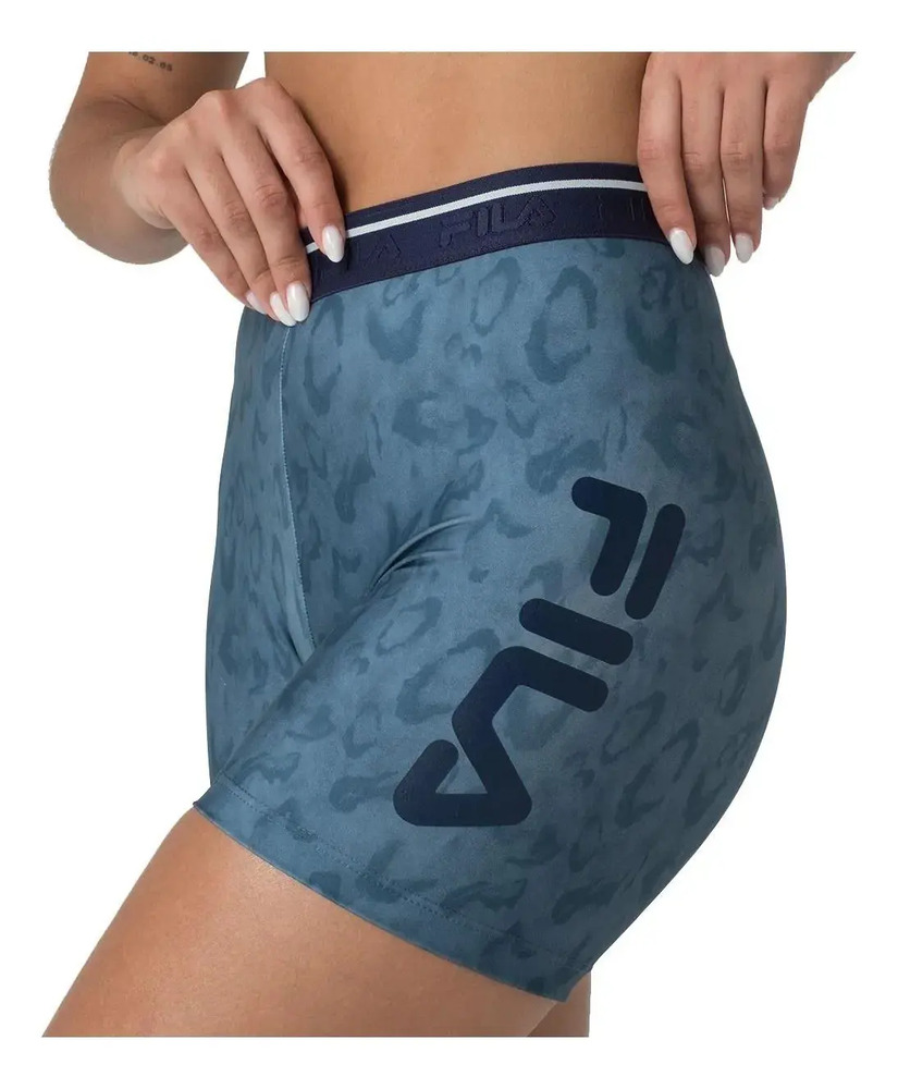 Short Fila Train Elastic - Mujer Azul Delave Estampado M - Imagen 2