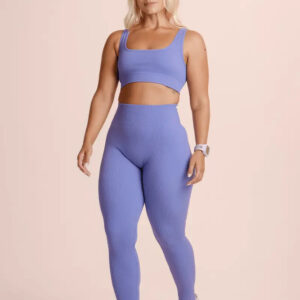 Calza Lupo Basic Acanalada Sin Costuras Fitness Gym - Mujer Lila Lisa M