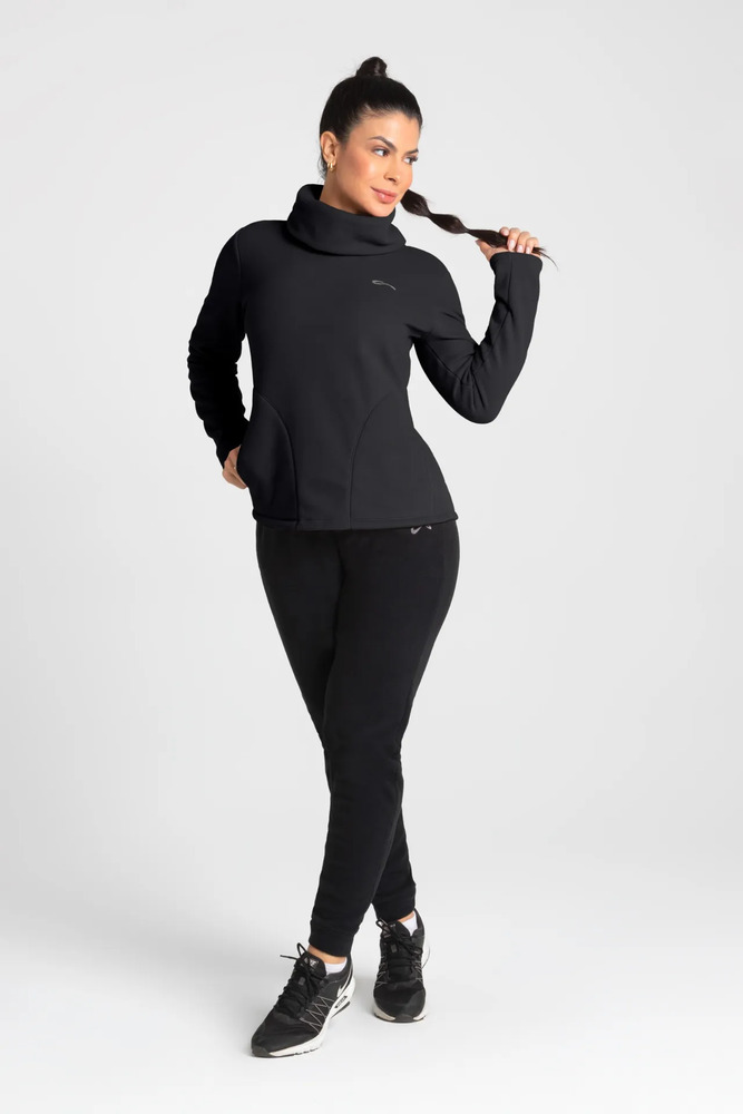 Buzo Polar Sol Sports Fleece - Mujer M Negro Lisa