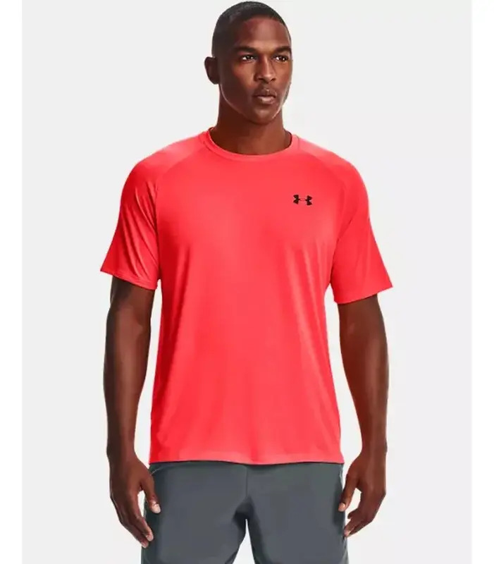 Remera Under Armour Tech 2.0 - Hombre Coral Fluor Lisa S - Imagen 2