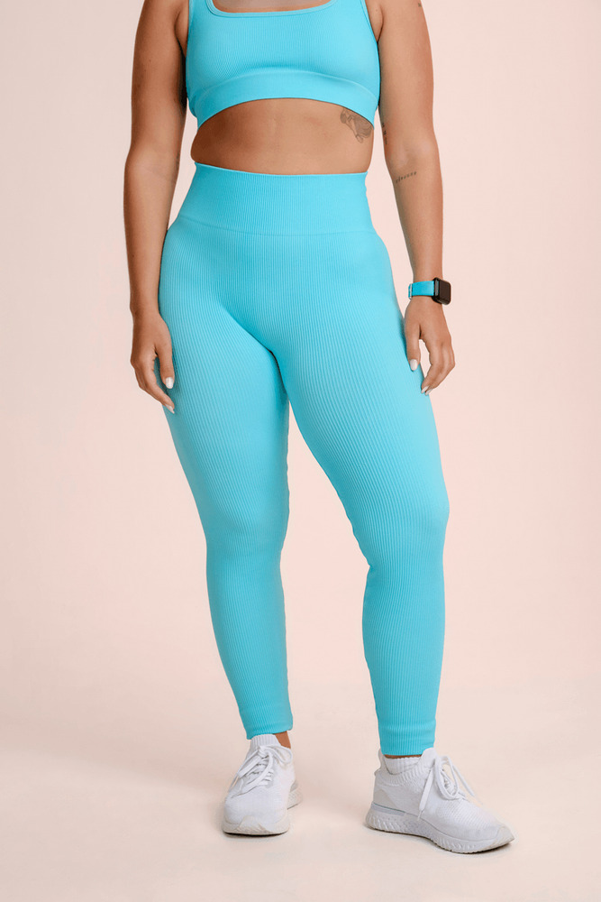 Calza Lupo Basic Acanalada Sin Costuras Fitness Gym - Mujer Lagoon Lisa M - Imagen 3