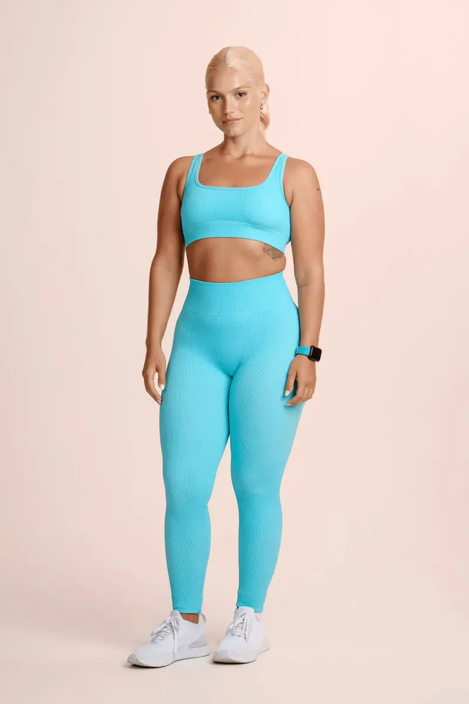 Calza Lupo Basic Acanalada Sin Costuras Fitness Gym - Mujer Lagoon Lisa M