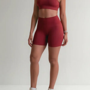 Short Lupo Sin Costuras Acanalado Fitness Gym Terracota Lisa S