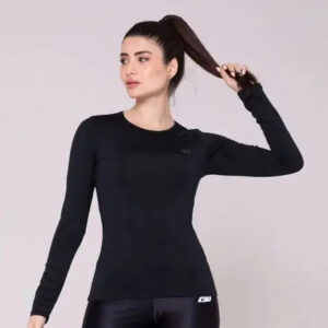 Camiseta Térmica Súper Caliente Afelpada Sol Sports - Mujer Negro S