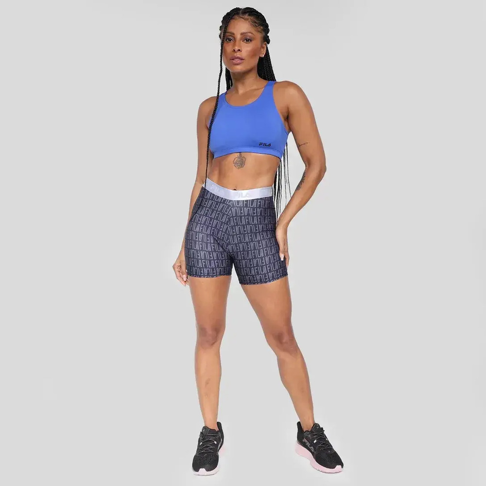 Short Fila Train Elastic - Mujer Azul Oscuro Estampado L - Imagen 3
