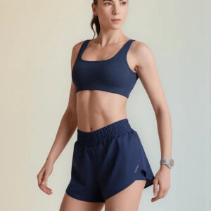 Top Deportivo Lupo Sin Costuras Acanalado Fitness Azul Marino Lisa S