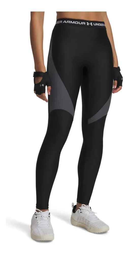 Calza Under Armour Heatgear Rib - Mujer Negro Lisa Xl