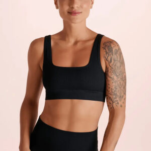 Top Deportivo Lupo Sin Costuras Acanalado Fitness Negro Lisa Xl