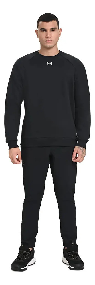 Buzo Under Armour Rival Fleece Crew - Hombre M Negro Lisa - Imagen 4
