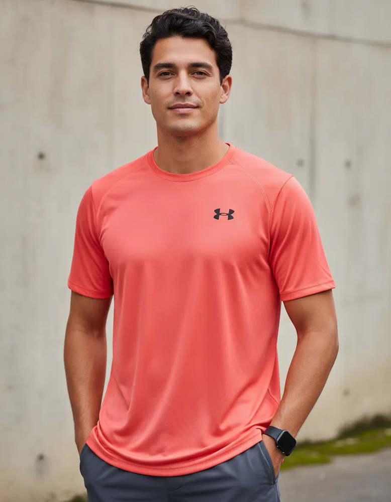 Remera Under Armour Tech 2.0 - Hombre Coral Fluor Lisa S