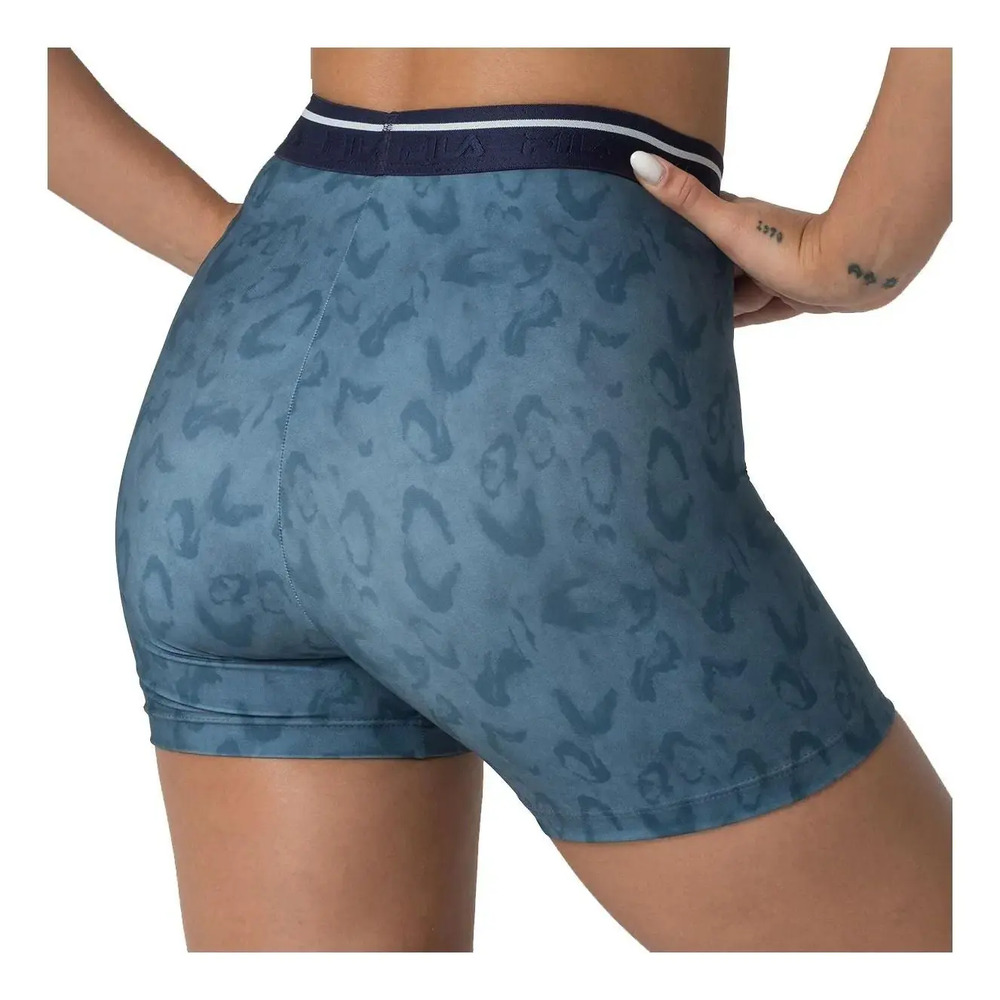 Short Fila Train Elastic - Mujer Azul Delave Estampado M - Imagen 3