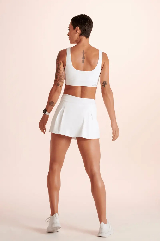 Short Pollera Lupo Lsport Fit Gym Tenis - Mujer Blanco Lisa S - Imagen 3