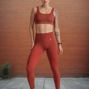 Calza Lupo Max Sin Costuras Fitness Gym Crossfit Running Terracota Lisa S