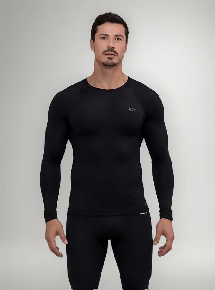 Camiseta Térmica Súper Caliente Afelpada Sol Sports - Hombre Negro M