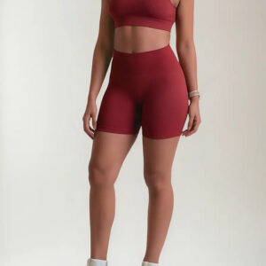 Short Lupo Sin Costuras Acanalado Fitness Gym Terracota Lisa M