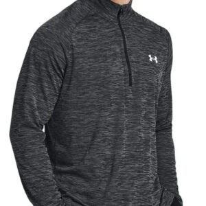 Remera Manga Larga Under Armour Tech Textured Zip - Hombre Negro Jaspeado S