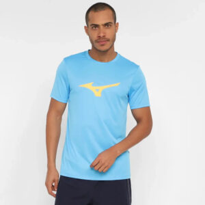 Remera Mizuno Spark Running Big Logo - Hombre Celeste Lisa Xl