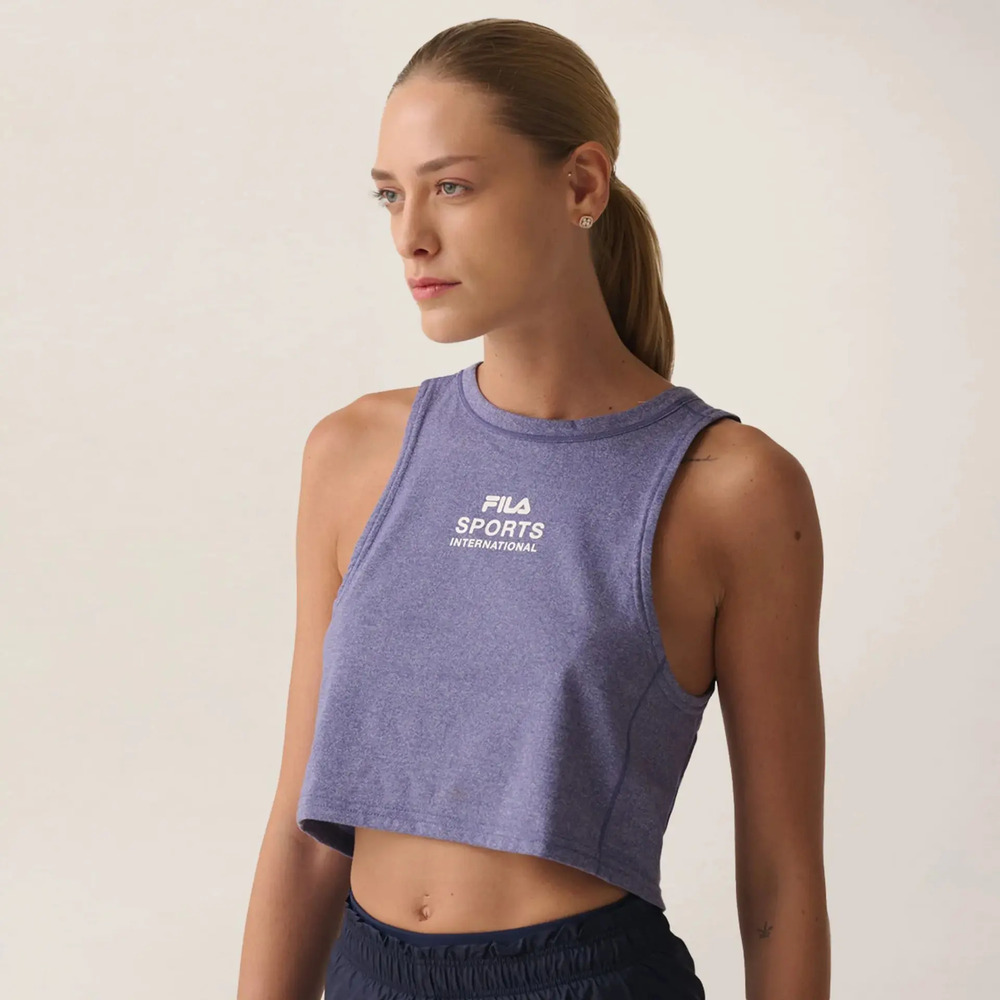 Musculosa Fila Comfort Smart Cotton - Mujer Azul Carbono Mezcla Lisa S