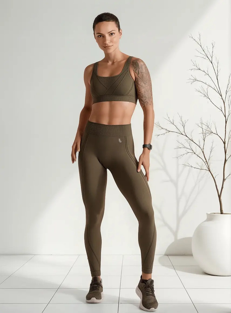 Calza Lupo Max Sin Costuras Fitness Gym Crossfit Running Verde Oscuro Lisa L - Imagen 2