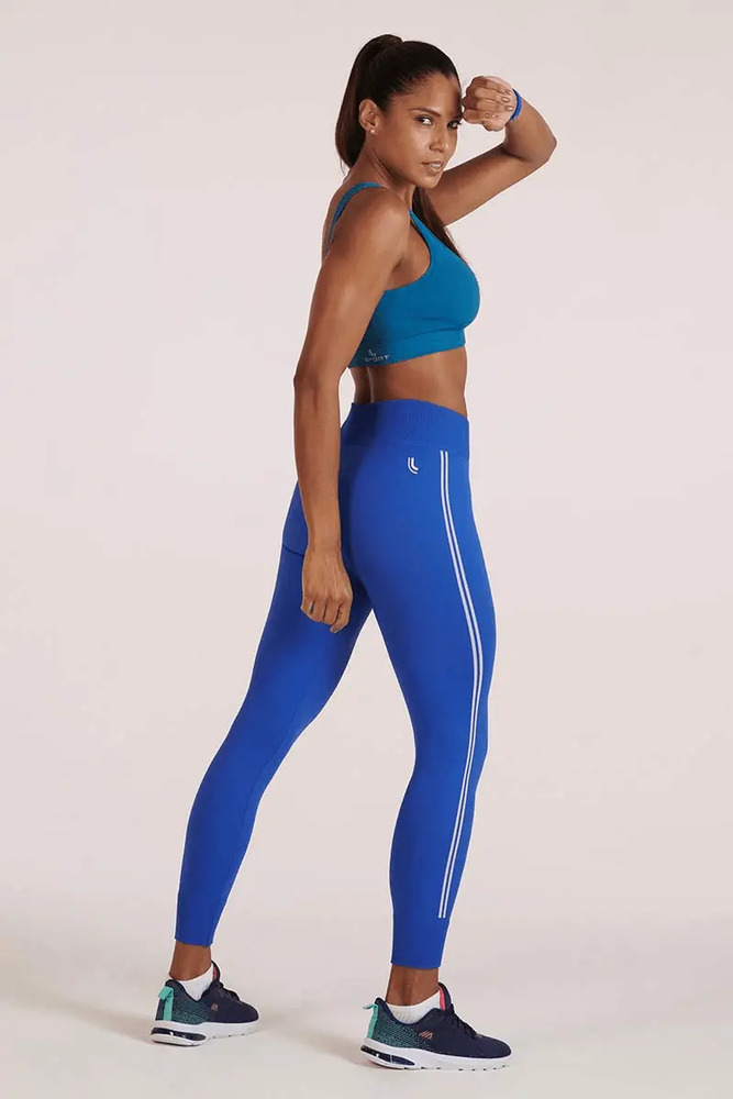 Calza Lupo Seamless Con Rayas Laterales Sin Costuras Fitness Azul Lisa L - Imagen 2