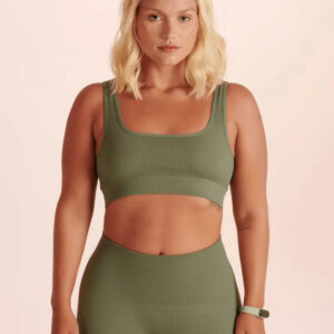 Top Deportivo Lupo Sin Costuras Acanalado Fitness Verde Lisa S