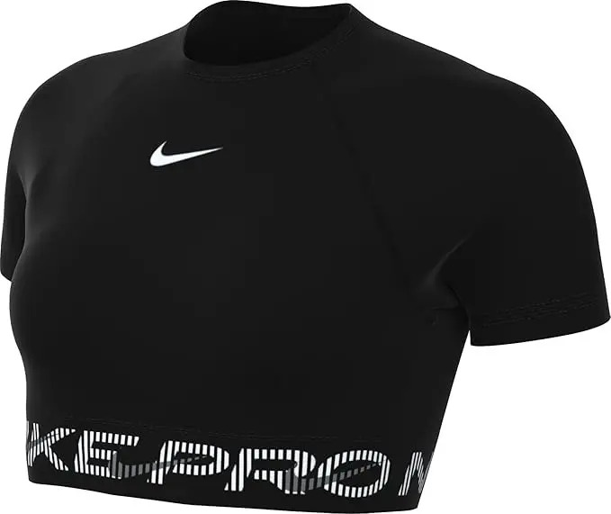 Remera Nike Pro Cropped Dri-fit - Mujer Negro Logo Xl - Imagen 4