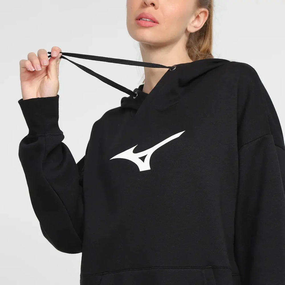Canguro Mizuno Big Logo Oversized - Mujer L Negro Lisa - Imagen 3
