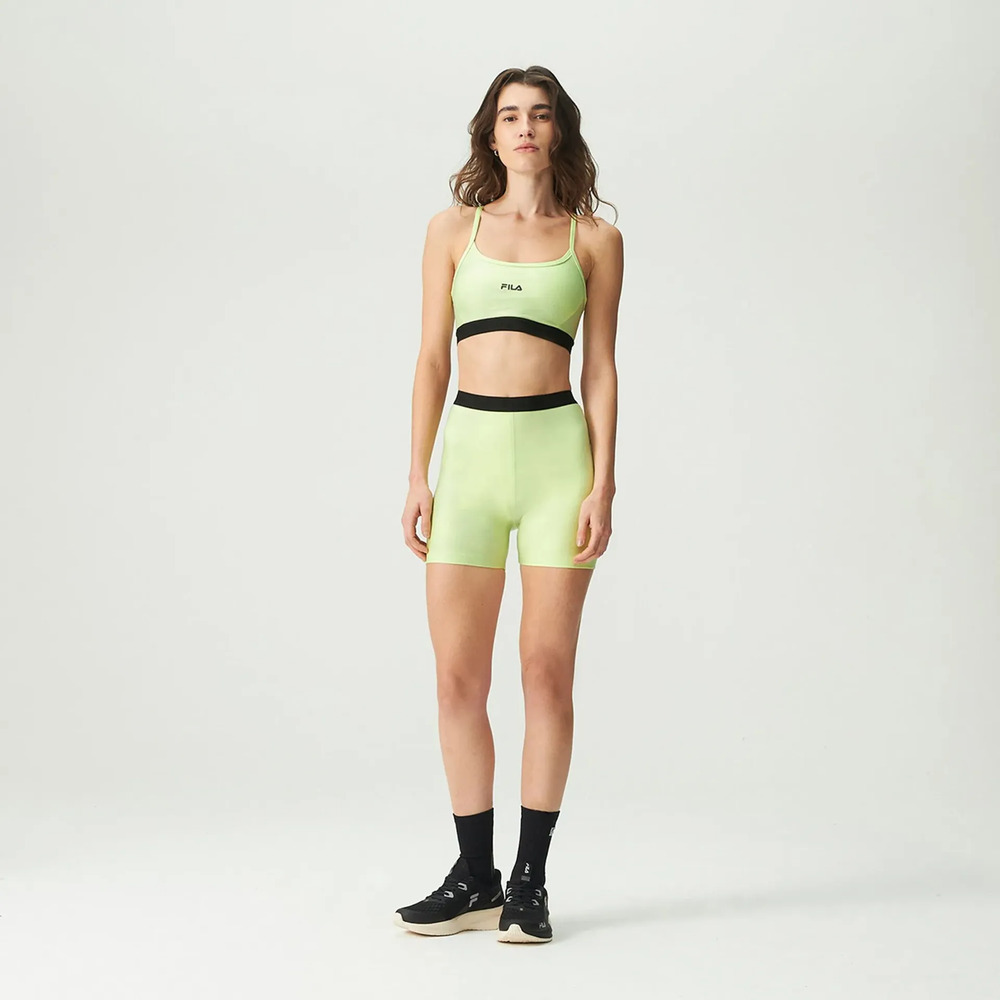 Short Fila Train Elastic - Mujer Amarillo Neon Estampado M - Imagen 3