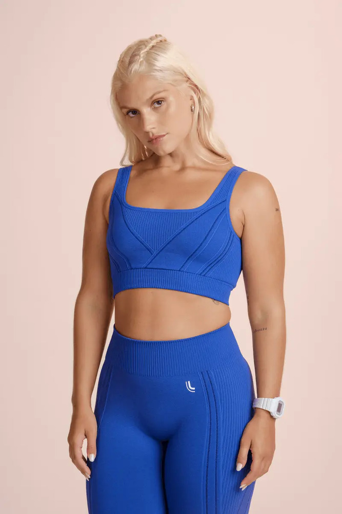 Top Deportivo Lupo Seamless Max Ii Sin Costuras - Mujer Azul Lisa S - Imagen 2