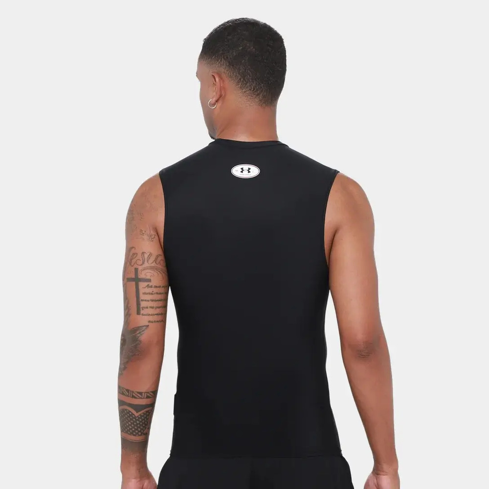 Remera Sin Mangas De Compresión Under Armour Hg Og - Hombre Negro Lisa L - Imagen 3