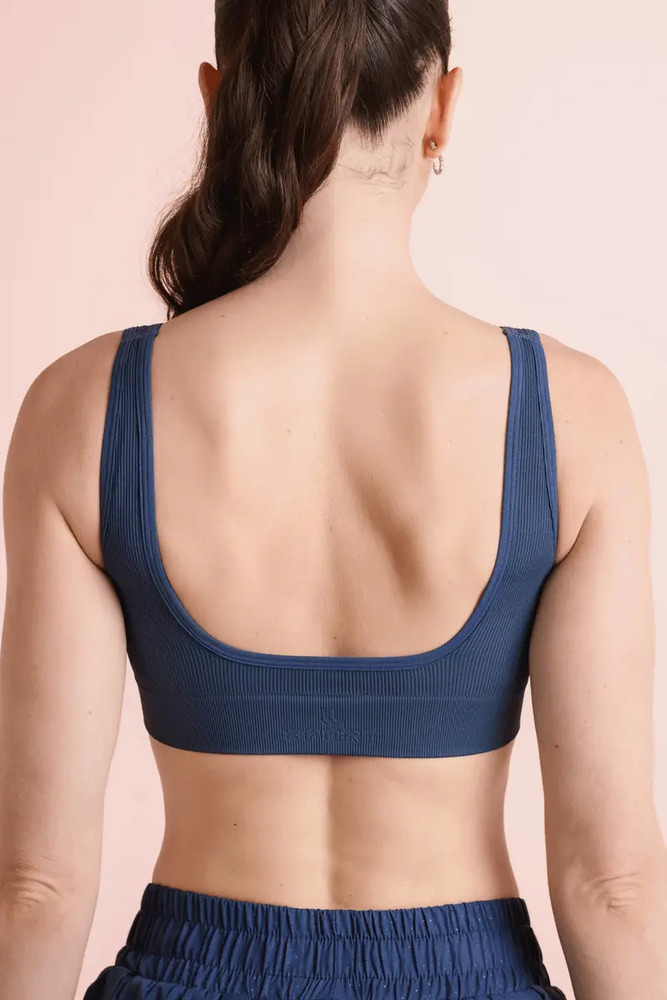 Top Deportivo Lupo Sin Costuras Acanalado Fitness Azul Marino Lisa M - Imagen 3