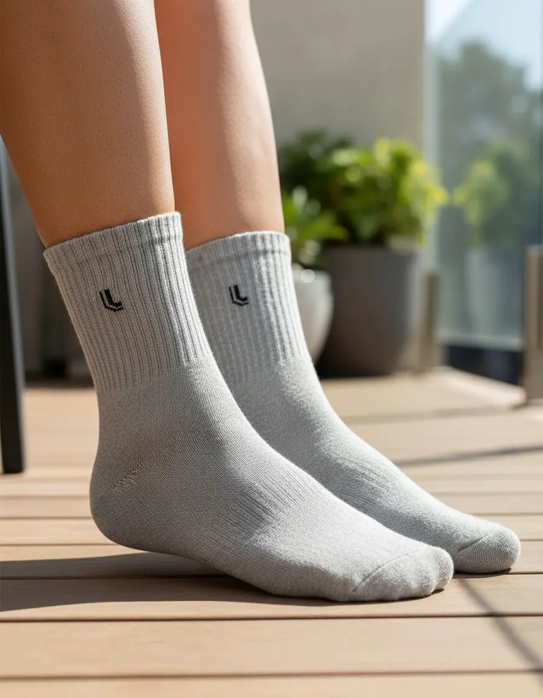 Medias Lupo X6 Deportivas Caño Medio - Unisex Mezcla Gris Lisa M - Imagen 2