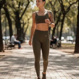 Calza Lupo Max Sin Costuras Fitness Gym Crossfit Running Verde Oscuro Lisa L