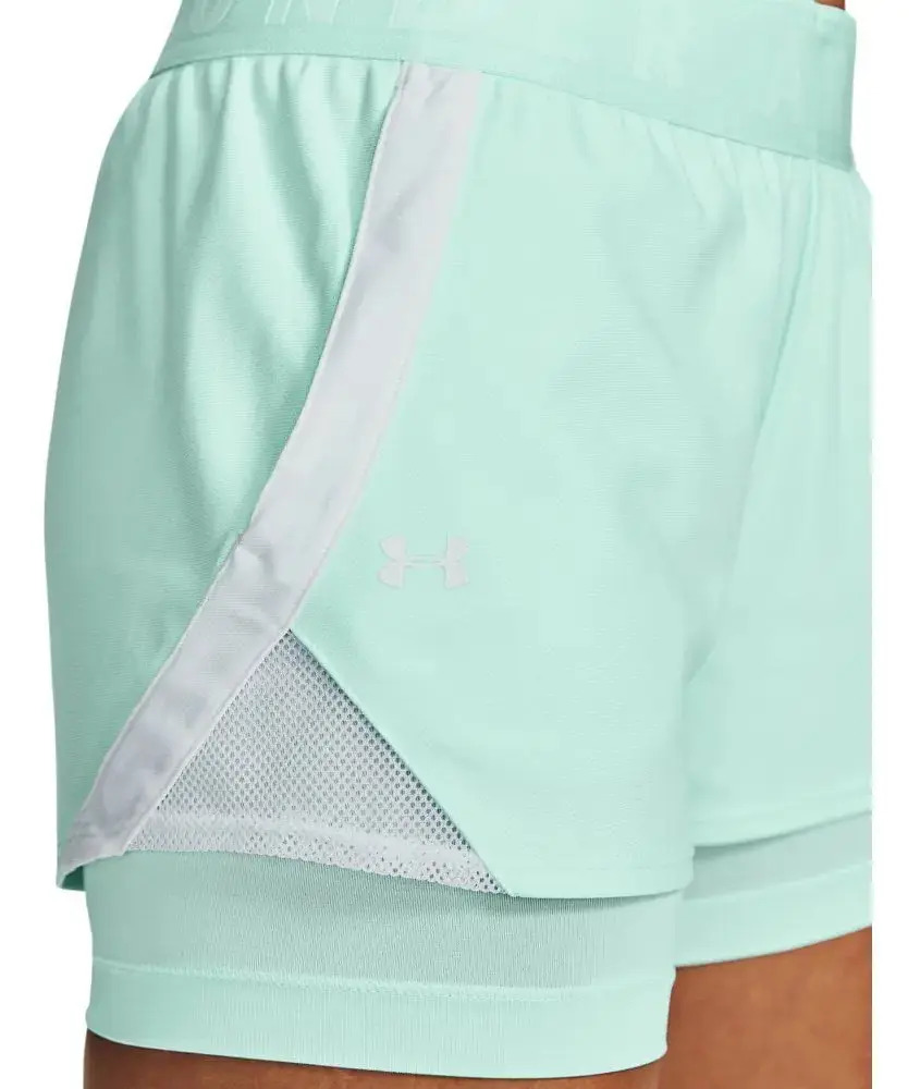 Short Under Armour Play Up 2in1 - Mujer Verde Agua Lisa L - Imagen 3