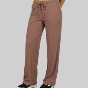 Pantalón Fila Wide Leg Rib - Mujer Marrón Liso L