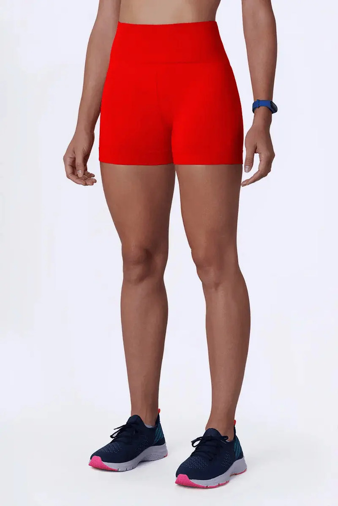 Short Lupo Sin Costuras Levanta Cola Fitness Gym Rojo Lisa M
