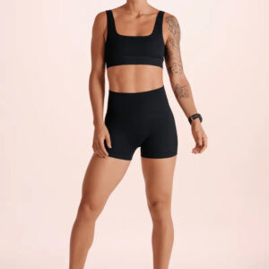 Short Lupo Sin Costuras Acanalado Fitness Gym Negro Lisa L