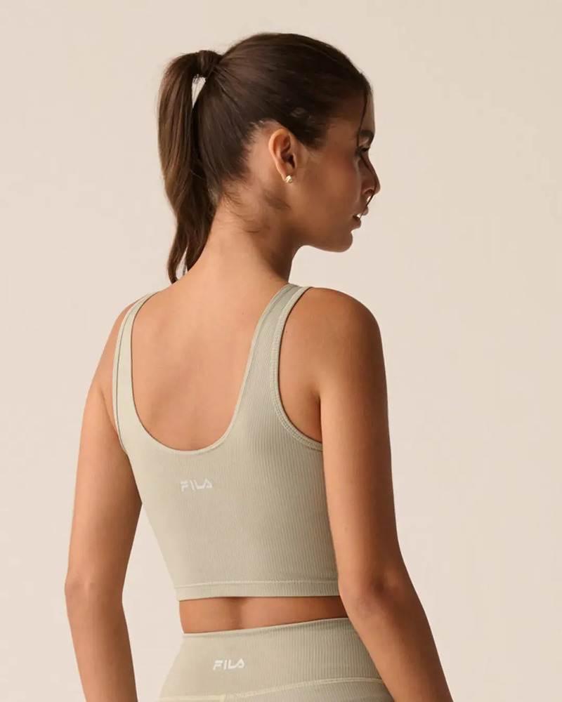 Top Deportivo Fila Long Life Ribbed - Mujer Verde Chino Lisa L - Imagen 4