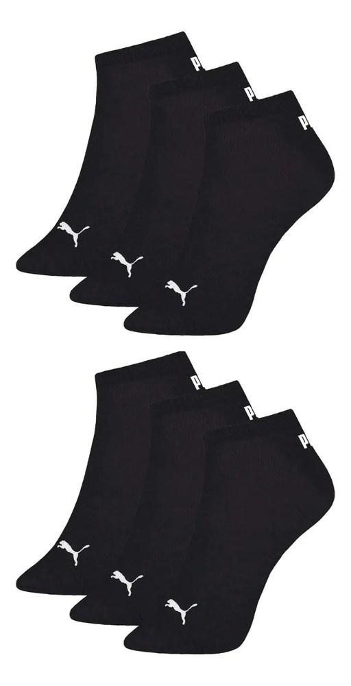 Medias Puma Quarter X6 - Unisex Negro Lisa L