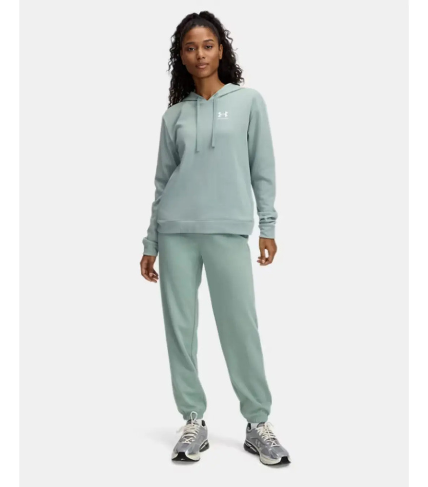 Pantalón Under Armour Rival Terry - Dama Verde Claro Liso Xl - Imagen 3