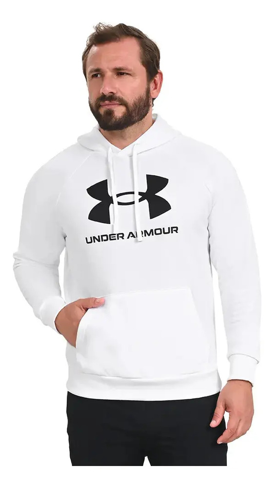 Canguro Under Armour Rival Fleece Big Logo Hoodie - Hombre 2xl Blanco Lisa