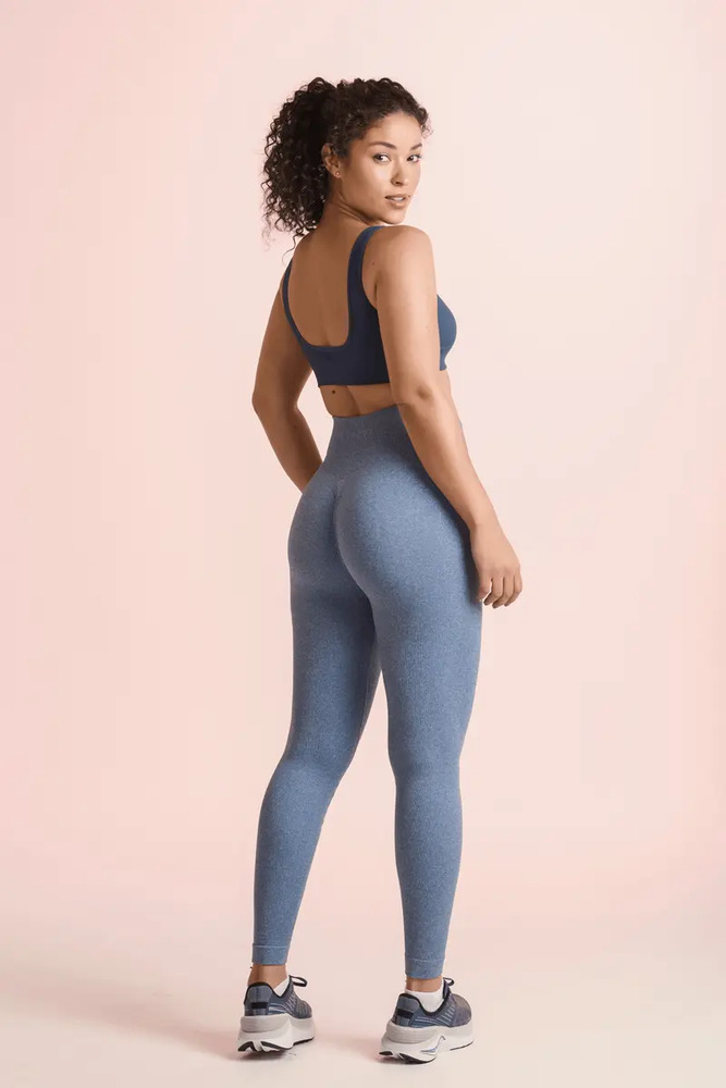 Calza Lupo Sin Costuras Push Up Levanta Cola Azul Acero Lisa M - Imagen 2