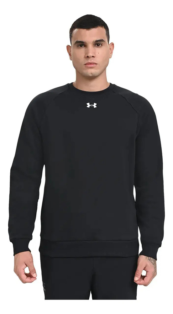 Buzo Under Armour Rival Fleece Crew - Hombre M Negro Lisa - Imagen 3