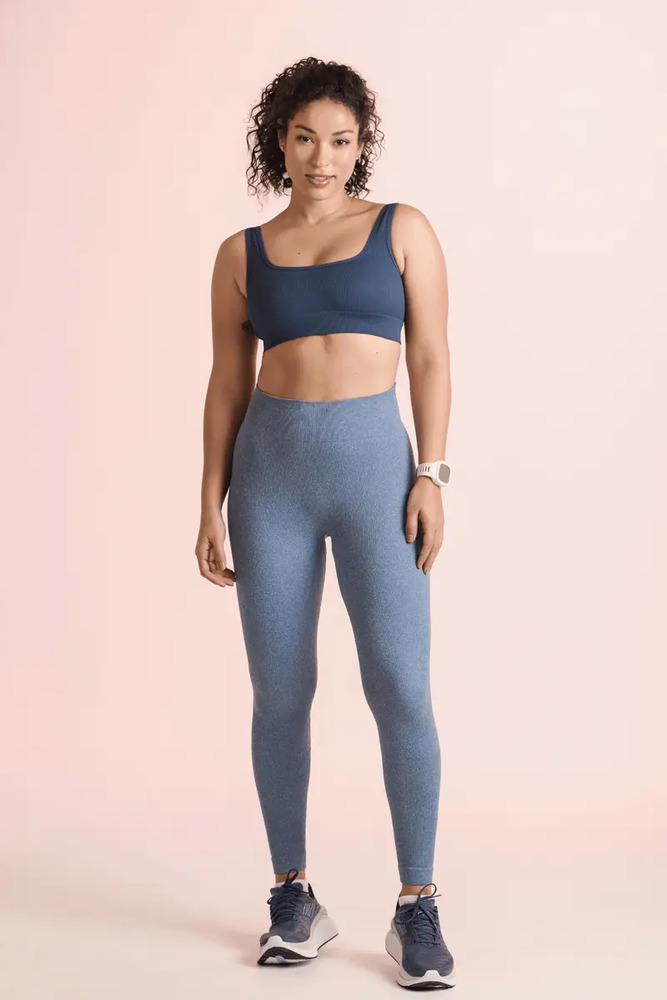 Calza Lupo Sin Costuras Push Up Levanta Cola Azul Acero Lisa M