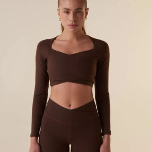 Crop Top Fila Manga Larga Toch Gym - Mujer Marrón Lisa L