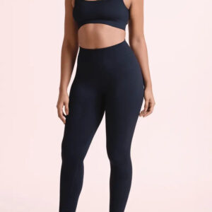Calza Lupo Basic Acanalada Sin Costuras Fitness Gym - Mujer Negro Lisa M